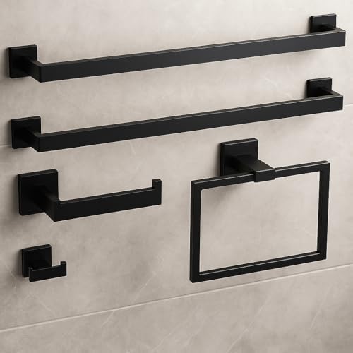 INDARE Matte Black 5-Piece Bathroom Hardware Set