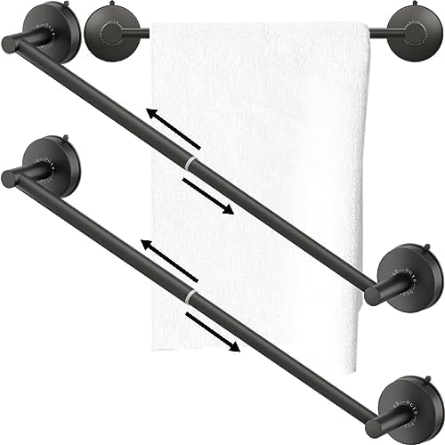 DGYB Adjustable Suction Cup Towel Bar Set of 2 Matte Black