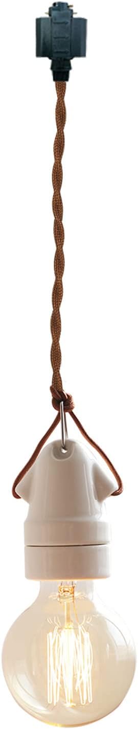 KAYYELAMP H Track Pendant Light with Brown Twisted Cord