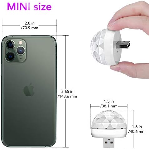 USB Mini Disco Ball Lights with 3 Adapters 2 Packs