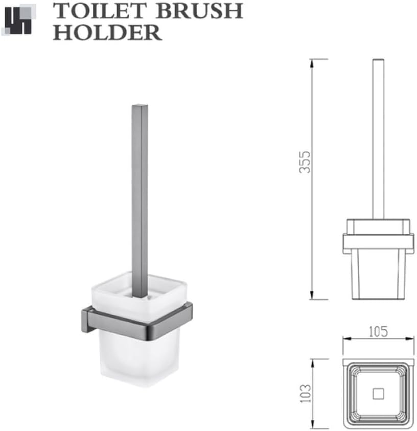 TAOLE Gray Double Towel Bar with 6 Hooks and Toilet Paper Holder