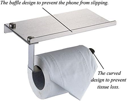 Stainless Steel Toilet Paper Holder with Phone Shelf