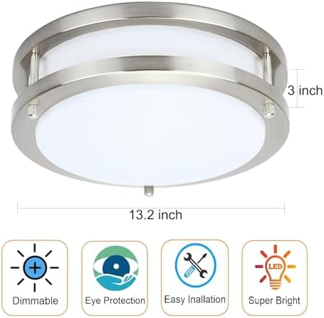 Drosbey 48W Dimmable LED Ceiling Light 132in Flush Mount