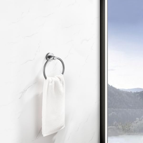 EKUL Towel Ring Gun Grey Bathroom Holder