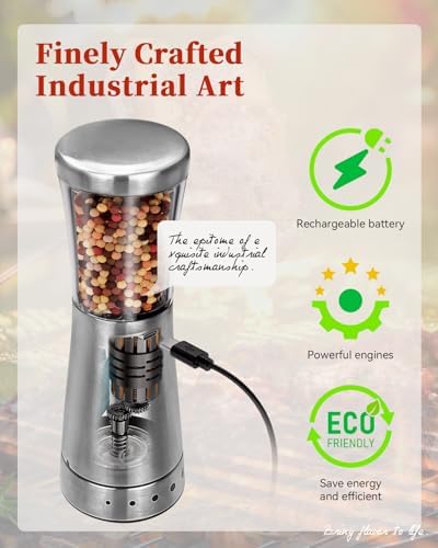 TOMEEM Electric Salt Pepper Grinder Set with Storage Base