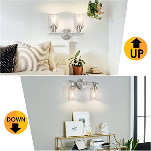 FOLKSMATE Modern 2-Light Wall Sconce with Glass Shade
