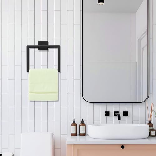 mekueeex Hand Towel Ring 2 Pack Matte Black