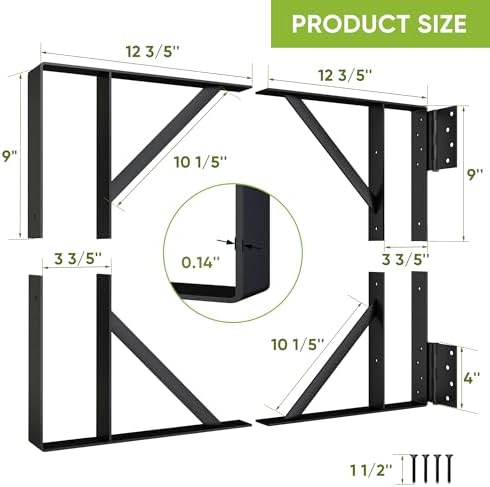 Heavy-Duty Anti-Sag Gate Bracket Set Stainless Steel Precision-Welded Hinges
