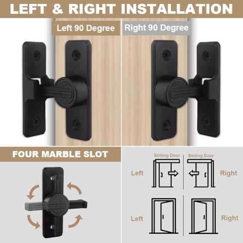 Barn Door Lock with Handle 90-Degree Latches