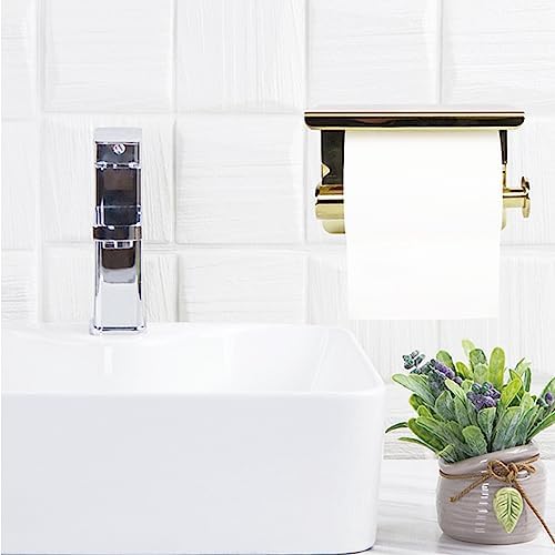 YURINJEE Gold Toilet Paper Holder with Shelf