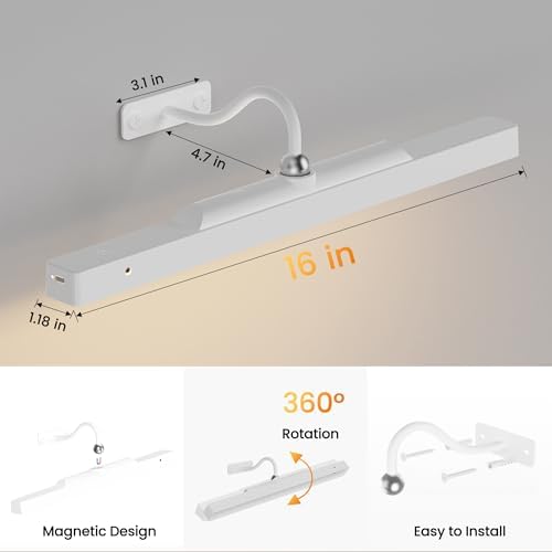 Craftersmark Rechargeable Picture Light - 3 Color Temperatures Adjustable Angle Remote Control