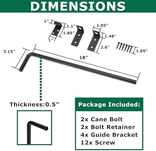 18-inch Heavy Duty Cane Bolt Gate Drop Rod Kit with Square Design