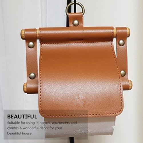Cabilock Farmhouse Paper Towel Holder Brown Pu Leather Design