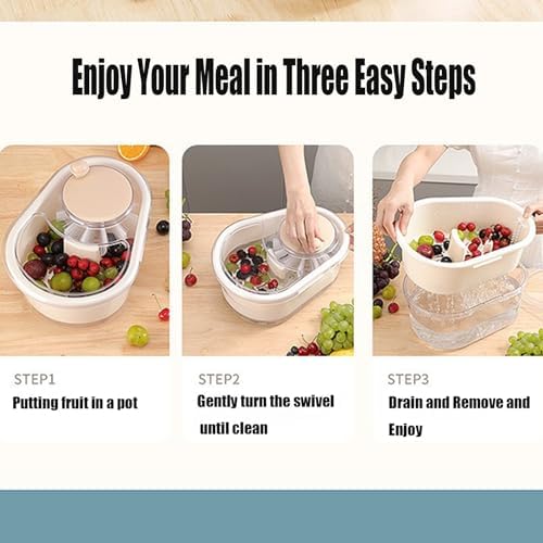 BUENLY Fruit Cleaner Spinner with Brush Large Capacity Double Layer Salad Tool