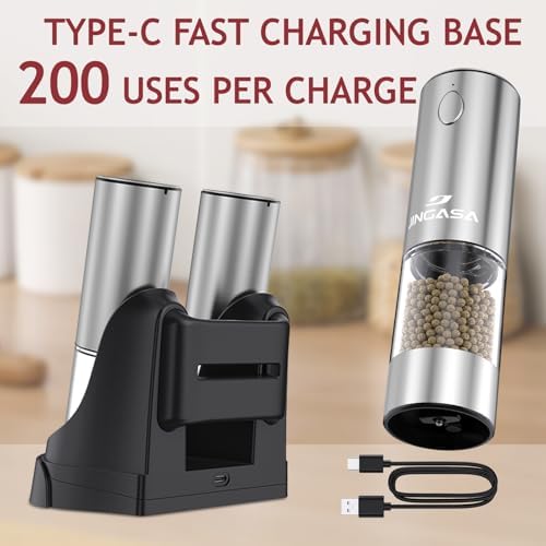 JINGASA Electric Salt Pepper Grinder Set with USB Charging