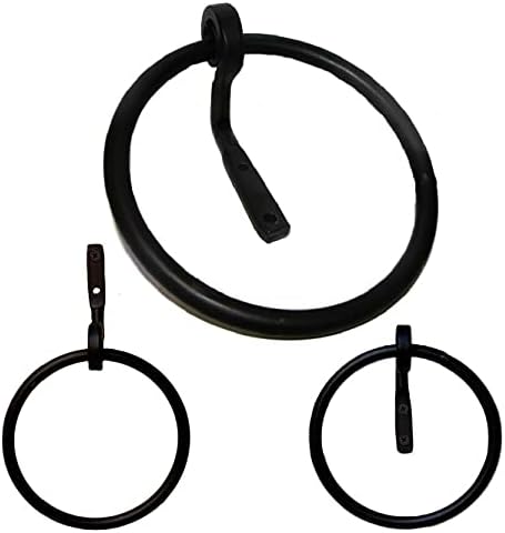 3 Towel Ring Set - Amish Wrought Iron Black Finish