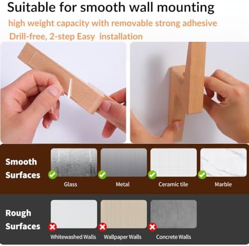 VOREN Toilet Paper Holder Wall Mount Wooden 2 Pack
