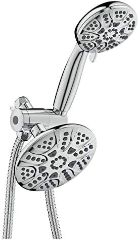 Anti-Clog 6 Wide 30-Setting Rain Shower Combo with 5ft hose
