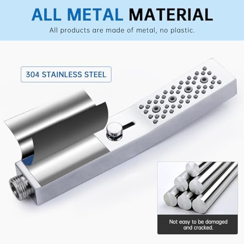 G-Promise All Metal Square 3-Mode Handheld Shower Head