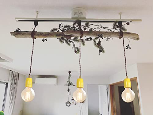KAYYELAMP Yellow Ceramic Base Pendant Light Set of Three