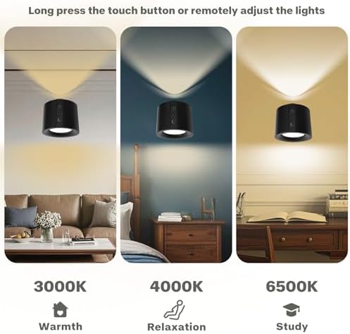 LED Spotlight Indoor Rechargeable with Dual Light Source and 360 Adjustment