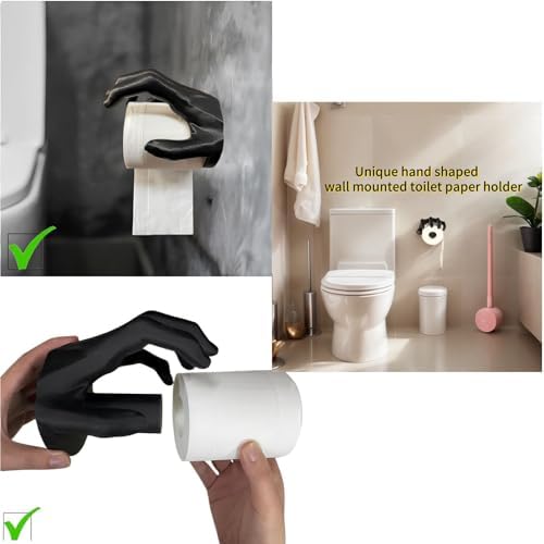 Black Toilet Paper Holder Palm Shape Wall Mount Tissue Roll Holder