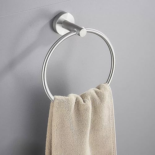 Zephylix Suction Cup Towel Ring 65 Round Stainless Steel Bath Towel Holder Silver
