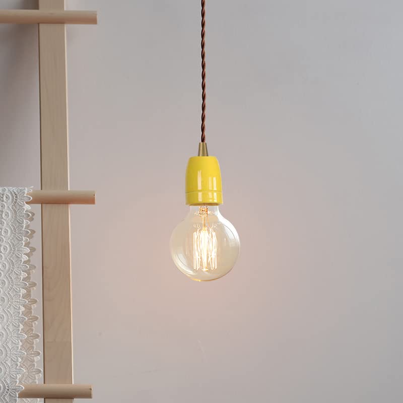 KAYYELAMP Yellow Ceramic Base Pendant Light Set of Three