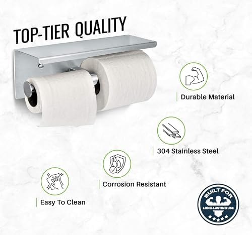 Alpine Double Roll Toilet Paper Holder with Shelf 1