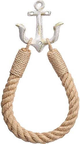 Nautical Rope Toilet Paper Holder with Metal Hooks 1