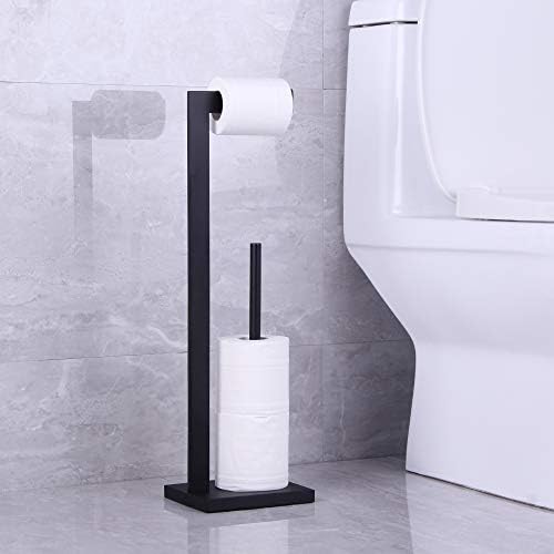Matte Black Toilet Paper Holder with Shelf and Storage