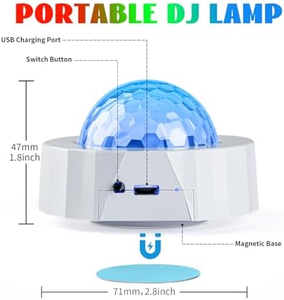 ASFSKY Car Disco Ball Light with 2 Modes - Rechargeable Magnetic
