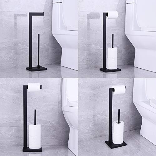 Matte Black Toilet Paper Holder with Shelf and Storage