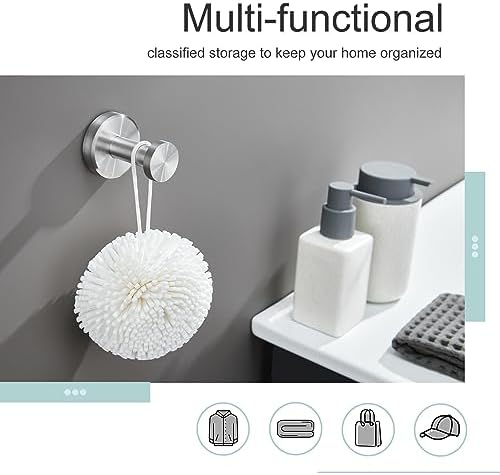 APLusee Round Towel Hook and Ring Bundle Brushed Nickel 304 Stainless Steel
