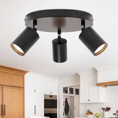 Ketom 3-Light LED Flush Mount Spotlight with Dark Walnut Canopy