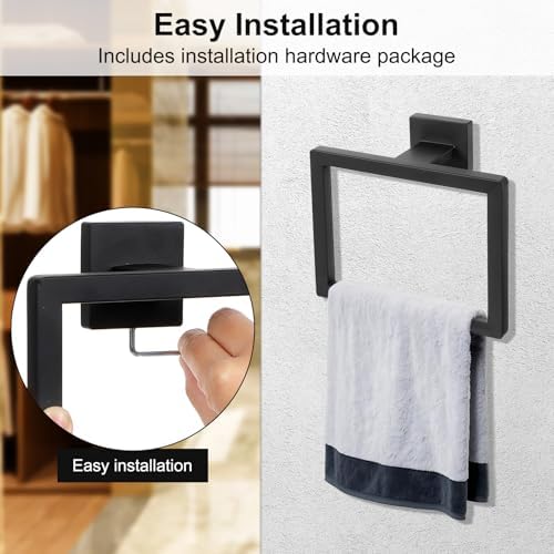 mekueeex Hand Towel Ring 2 Pack Matte Black