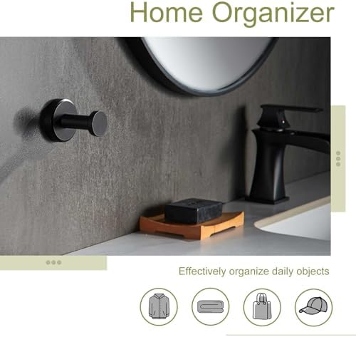 APLusee Matte Black Towel Hook and Ring Set 1