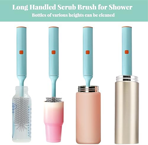 Electric Bottle Brush Cleaner with USB Rechargeable and 3 Replaceable Silicone Brushes Blue