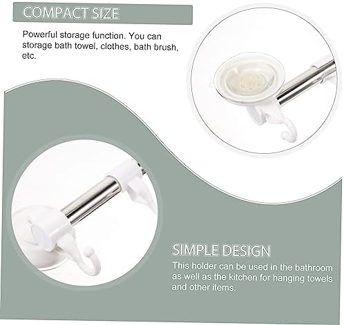 Angoily Adjustable Suction Cup Towel Bar with Hooks