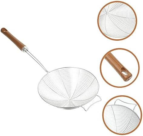 Mikinona 304 Stainless Steel Skimmer Spoon with Wooden Handle