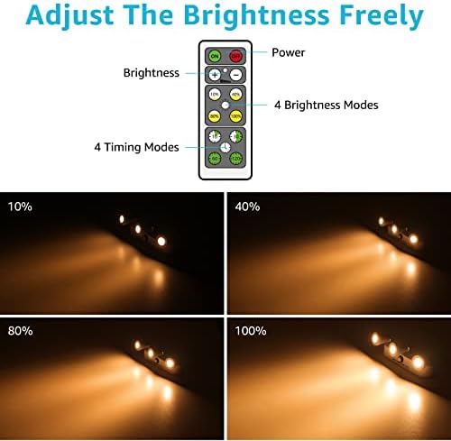 Olafus 2 Pack Wireless Picture Light with Remote 3 Heads Dimmable Warm White