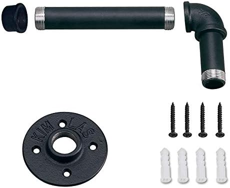 SUNMALL Heavy Duty Iron Pipe Roll Holder - Black Rustic Bathroom Organizer