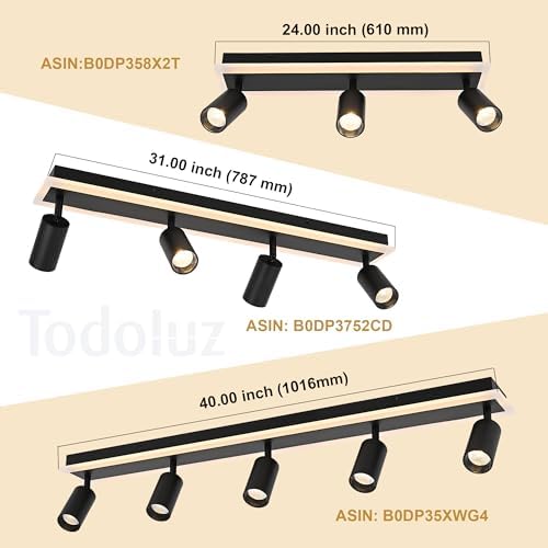 TODOLUZ 5-Light LED Track Light Fixtures Black