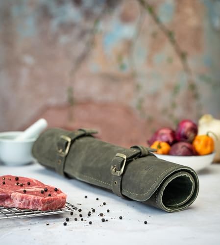 Angus Stoke Knife Roll Bag 7 Slots Leather Case