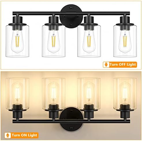 Licperron 4-Light Black Vanity Wall Light with Clear Glass Shade 1