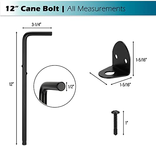 12 Cane Bolt Heavy Duty Drop Rod Gate Stopper Hardware Black Finish