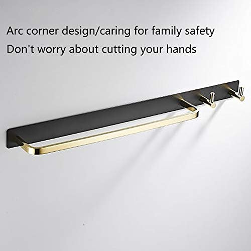 LeGDOr Black Brass Towel Bar with Hooks No Drill