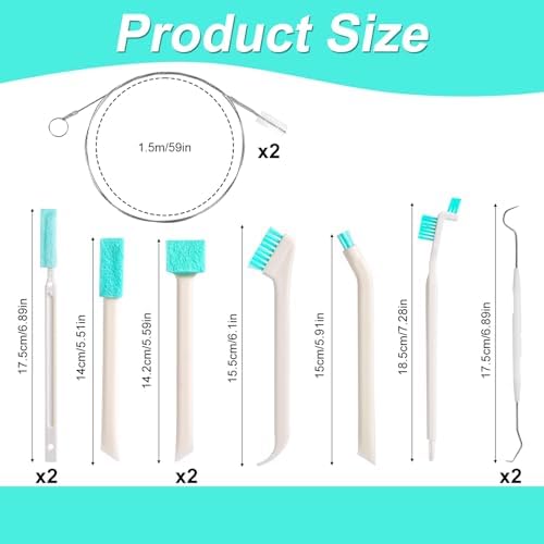 PEUTIER Ice Maker Cleaners Set - 10pcs Cleaning Brushes 2pcs Double Ended Hooks