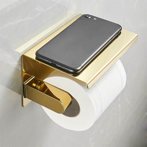 Stainless Steel Toilet Paper Holder with Phone Shelf 1