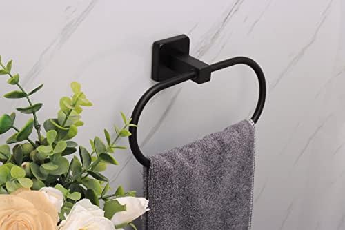 TocTen 16 Inch Matte Black Towel Rack Set